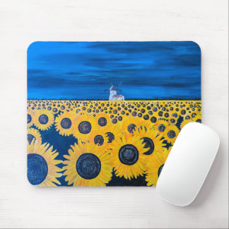 Sonnenblumenfeld-Gemälde von Alfred Fox Mousepad