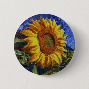 Sonnenblumenfeld im farbenfrohen künstlerischen St Button