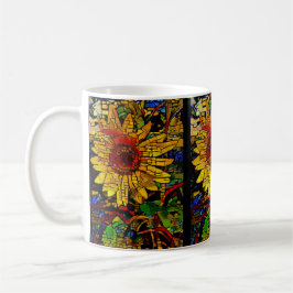 Sonnenblumenfeld in A.I. erweitertem Foto Kaffeetasse