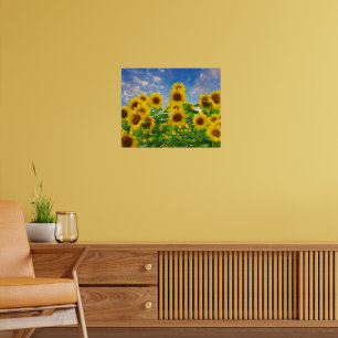 Sonnenblumenfeld mit Blumen Poster