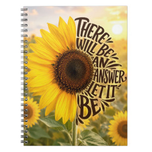 Sonnenblumenfeld mit inspirierendem Zitat Notizblock