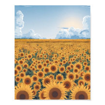 Sonnenblumenfeld-Poster - Minimalistischer Flachbi