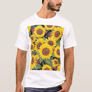 Sonnenblumenfeld: schwarzer Hintergrund T-Shirt