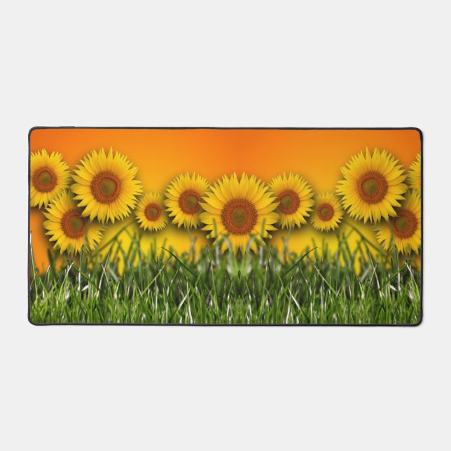 Sonnenblumenfeld Sonnenaufgang Himmelsgras Schreibtischunterlage (Vorderseite)