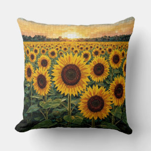 Sonnenblumenfeld Sunset Mosaik Kissen