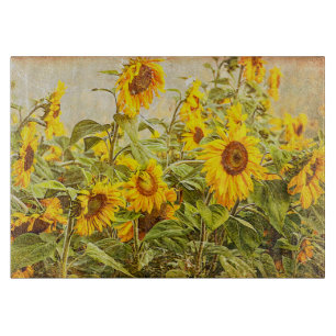 Sonnenblumenfeld Vintag Gelb Land Rustikal Schneidebrett