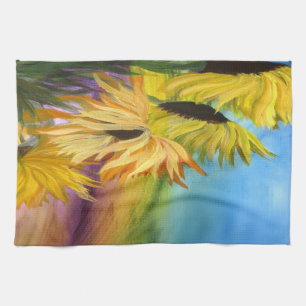 Sonnenblumenfeld-Wurfkissen aus meiner Kunst Geschirrtuch