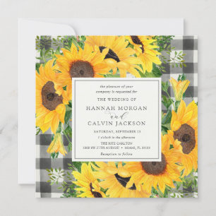 Sonnenblumenfelder Buffalo Karierte Hochzeit Einladung