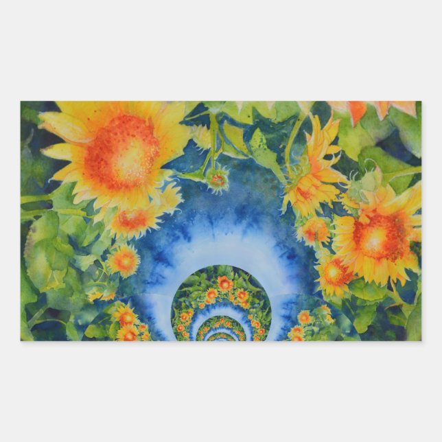 Sonnenblumenfelder für immer rechteckiger aufkleber (Vorderseite)