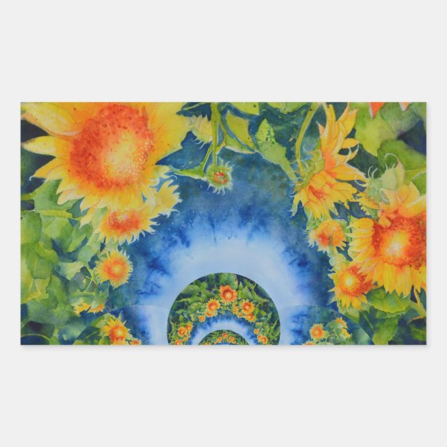 Sonnenblumenfelder für immer rechteckiger aufkleber (Vorderseite)