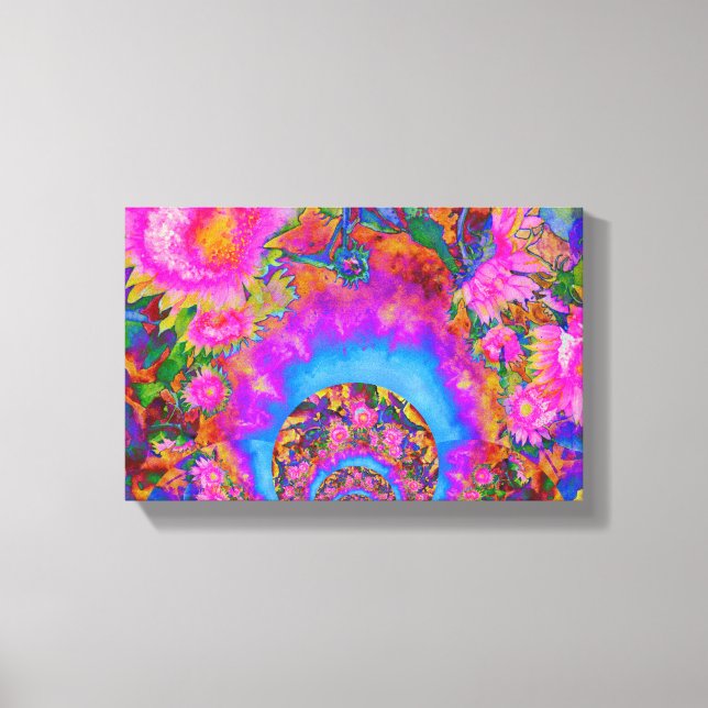 Sonnenblumenfelder für immer - rosa leinwanddruck (Vorderseite)