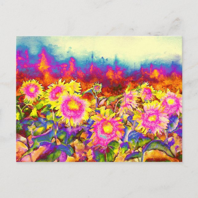 Sonnenblumenfelder Postkarte (Vorderseite)