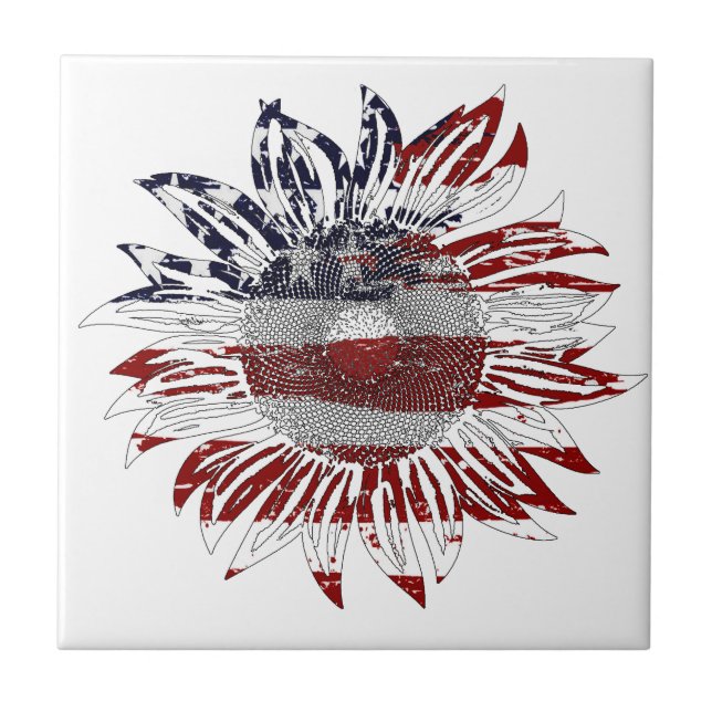 Sonnenblumenflagge Fliese (Vorderseite)