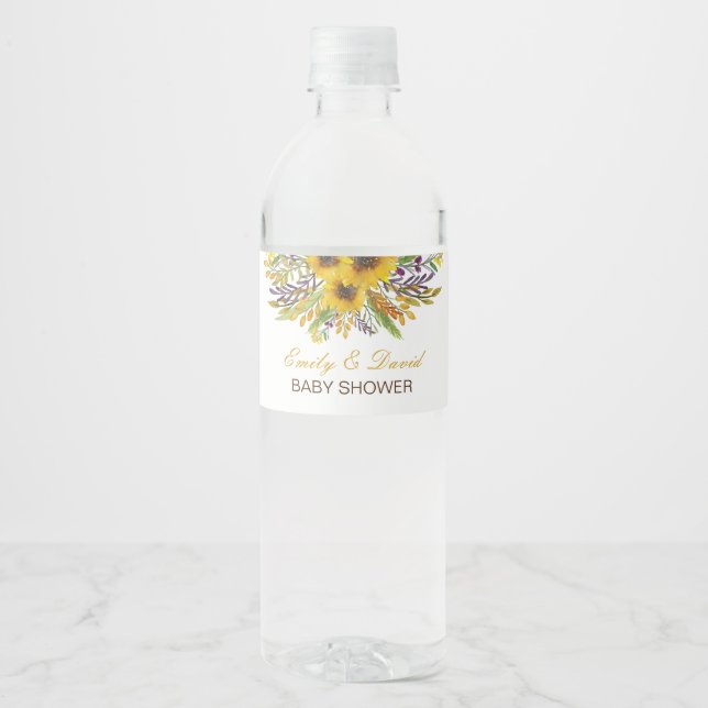 Sonnenblumenflasche, Hochzeit, Babydusche (Vorderseite)