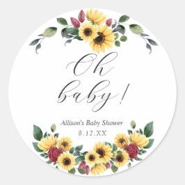 Sonnenblumenfolien Babydusche Rundaufkleber Runder Aufkleber