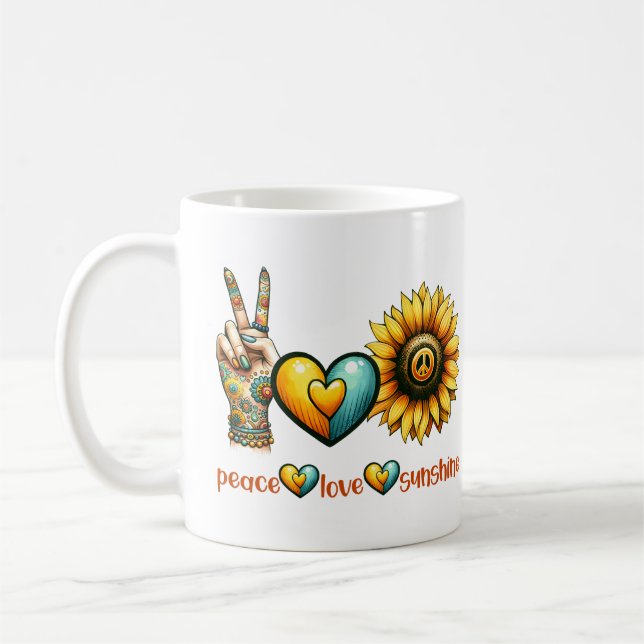 Sonnenblumenfrieden Personalisiert Kaffeetasse (Links)