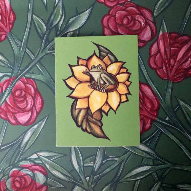 Sonnenblumenfrosch Blume Postkarte (Von Creator hochgeladen)