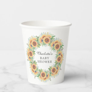 Sonnenblumengarten Babydusche Square Paper Unterse Pappbecher