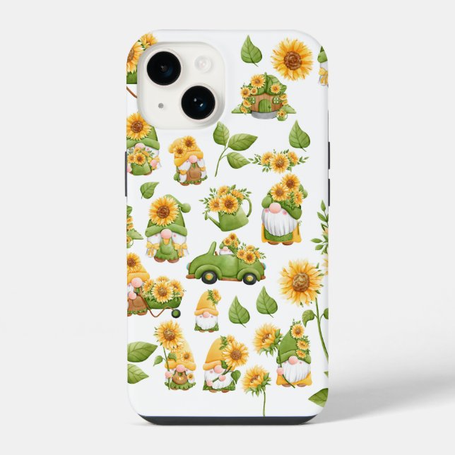 Sonnenblumengehäuse | Gnome Spring iPhone 14 Hülle (Rückseite)