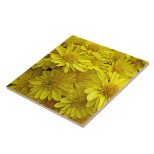 Sonnenblumengelbe Chrysanthemen Fliese