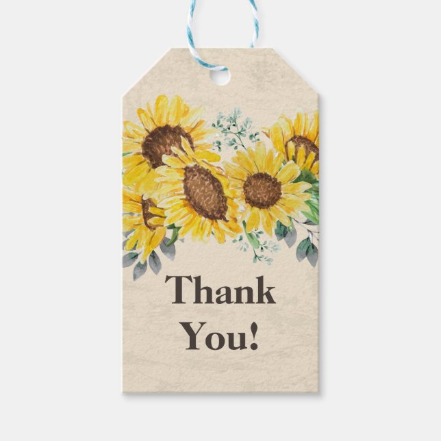 Sonnenblumengeschenk Dankeschön Geschenkanhänger (Vorderseite)