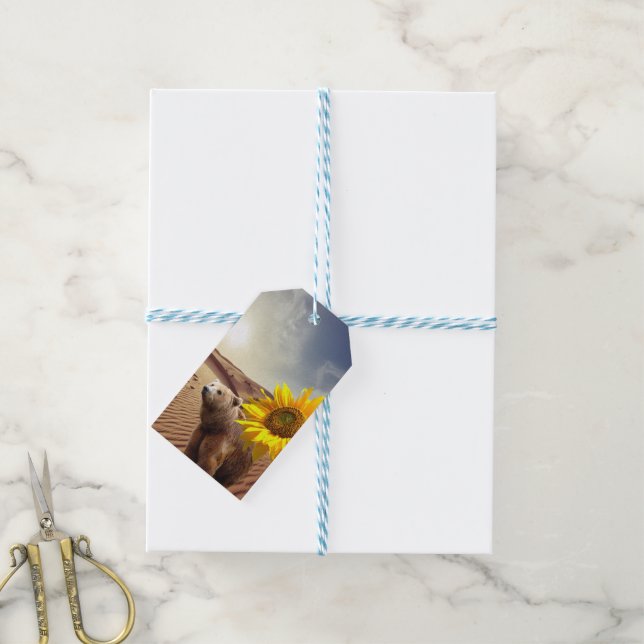 Sonnenblumengeschenk Tags Blumenbär Geschenkanhänger (Mit Garn)