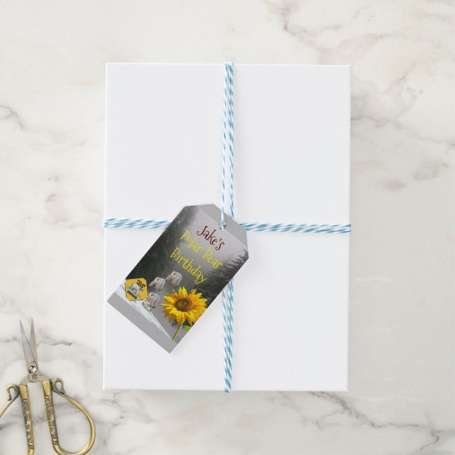 Sonnenblumengeschenk Tags Polarbär Geschenkanhänger (Mit Garn)
