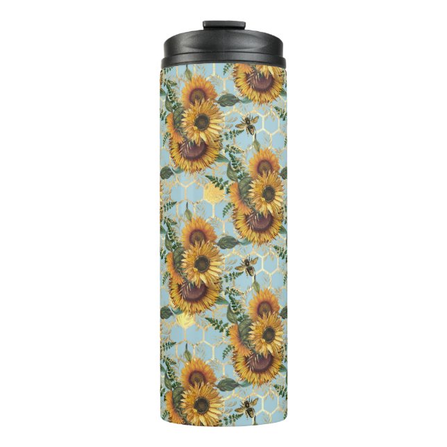 Sonnenblumengeschenke | Hell als Sonnenblume Thermosbecher (Vorderseite)