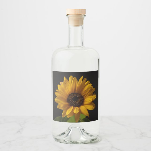 Sonnenblumengeschirr mit Fotos aus altem Glas Alkoholflaschenetikett (Vorderseite)