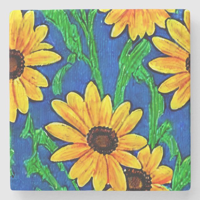 Sonnenblumengestein-Untersetzer Steinuntersetzer (Vorderseite)