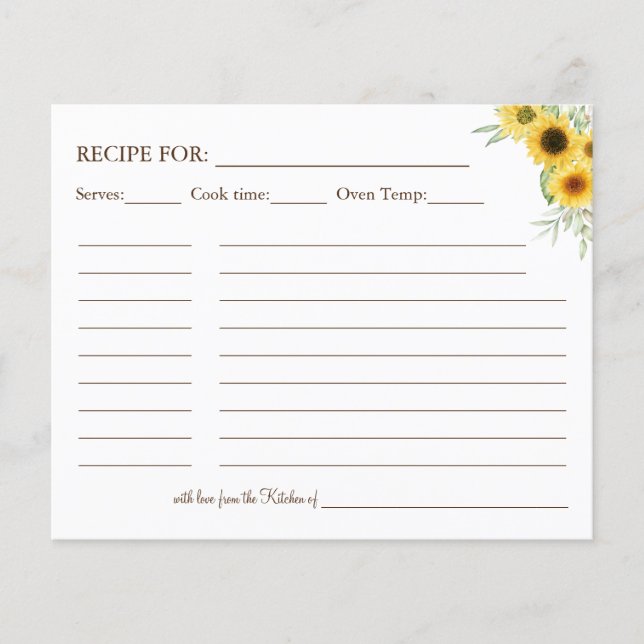 Sonnenblumengrün Recipe Karte (Vorne)