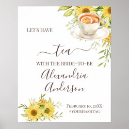 Sonnenblumengrün Tee Brautparty Begrüßung Poster