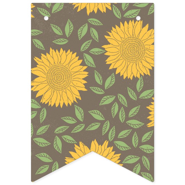 Sonnenblumengrün Verlasse Hübsche Blume Natürliche Wimpelkette (Erste Fahne)