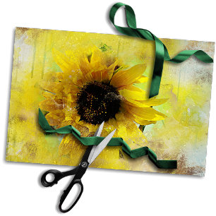 Sonnenblumengrunge   Floral Decoupage Ephemera Seidenpapier