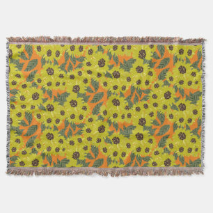 Sonnenblumenhandgezogene Blumengrün Gelborange Decke