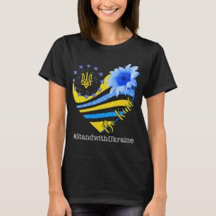 Sonnenblumenherz Ukrainische Fahne steht freundlic T-Shirt
