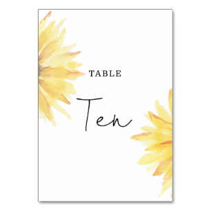Sonnenblumenhochzeit 10 Tischnummern