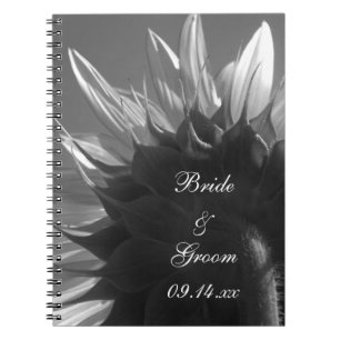 Sonnenblumenhochzeit in Schwarz und Weiß Notizblock