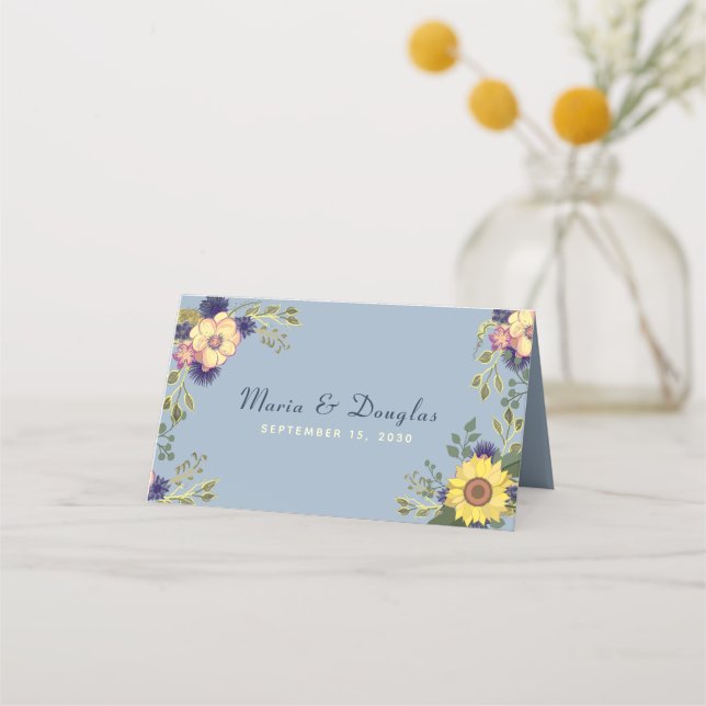Sonnenblumenhochzeit-Platzkarte Platzkarte (Rückseite)