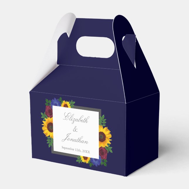 Sonnenblumenhochzeit Rose Geschenkschachtel (Vorderseite)