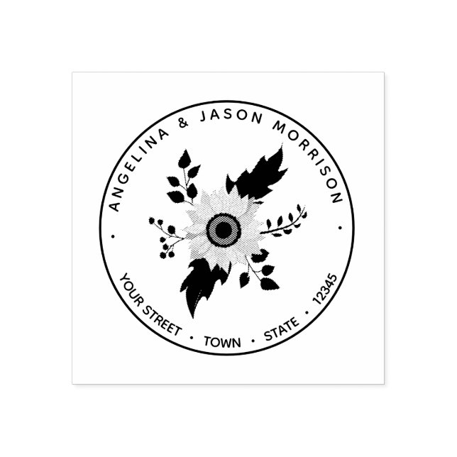 Sonnenblumenhochzeit-Rücksendeadresse Gummistempel (Prägung)