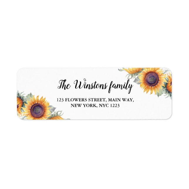 Sonnenblumenhochzeit Rücksendeadresse Personalisie (Vorne)