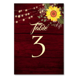 Sonnenblumenhochzeit-Tischnummer Tischnummer