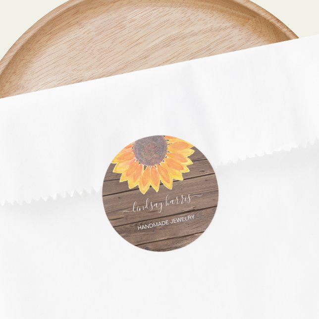 Sonnenblumenholz des Jewelers Runder Aufkleber (Von Creator hochgeladen)