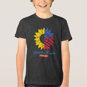 Sonnenblumenillustration 4. Juli Tri-Blend Shirt