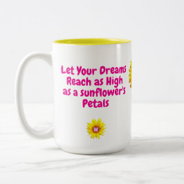 Sonnenblumenkaffee-Tasse (Motivierend Zitat für si Zweifarbige Tasse