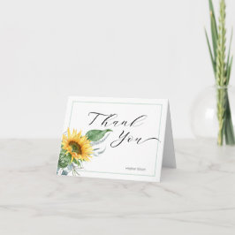 Sonnenblumenkalligraphie Vielen Dank Faltkarte Dankeskarte