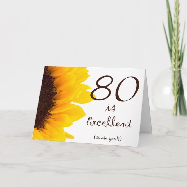 Sonnenblumenkarte 80. Geburtstagskarte Karte (Vorderseite)