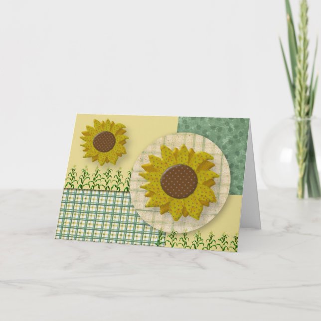 Sonnenblumenkarte Erntedank Feiertagskarte (Vorderseite)