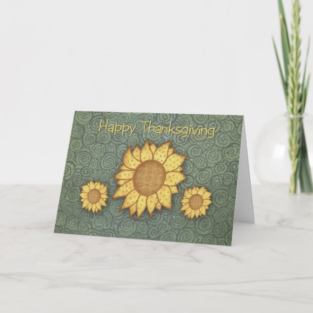 Sonnenblumenkarte Erntedank Feiertagskarte (Vorderseite)